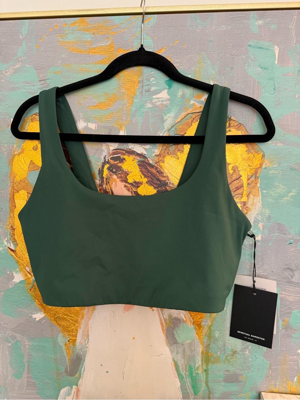 Spiritual Gangster Delmar Longline Dark Green Scoop Sports Bra NWTSWBR003